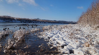Kayak Hunting Ducks On A Snowy Creek || Iowa Duck Hunting