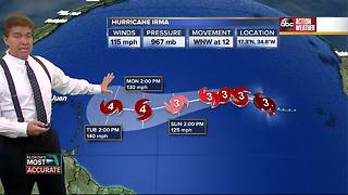 Irma upgraded to a category 3 hurricane in the Atlantic Ocean