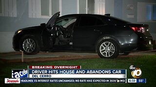 Car hits house in Del Cerro, driver flees
