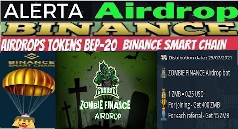 Airdrop ZOMBIE FINANCE】 Earn $100 in ZMB | 400 to do the Tasks | 15 per Reference | Extra Income