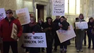 Protestors at Idaho Statehouse as electors cast their ballots for Donald Trump