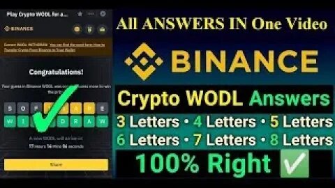 Today Binance Crypto WODL Answer | Today 13/10/23 Binance All WOTD Letter Answr |Binance Marketplace