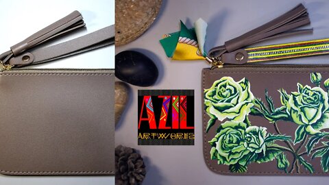 How to Paint on Leather | Purse II | Tutorial | Step by Step Guide | Green Roses