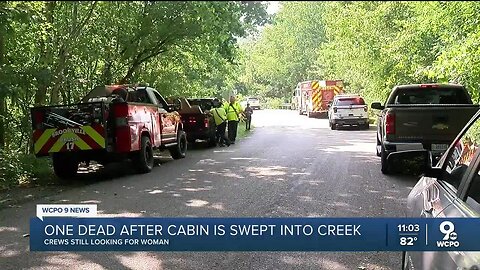 1 dead, woman still missing after floodwaters sweep away Indiana cabin