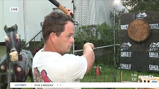 Chuck It axe throwing at Calusa Nature Center's Boos and Brews event