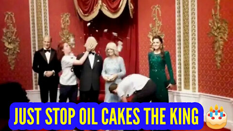 Just Stop Oil Protesters Throw Custard Pie Over King Charles Waxwork🎂