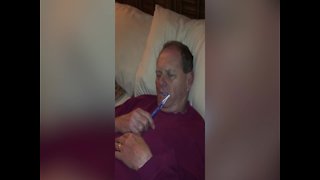 Man Falls Asleep with Toothbrush Still in his Mouth