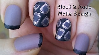 Black & beige matte nail art