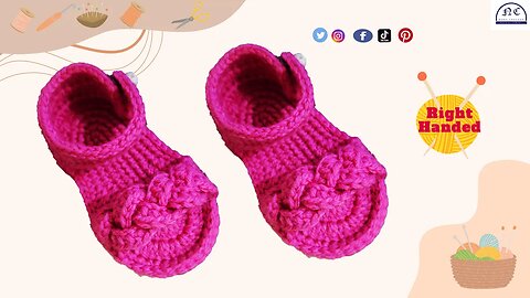 How to make a crochet baby braided sandal with the pattern ( Right Handed )