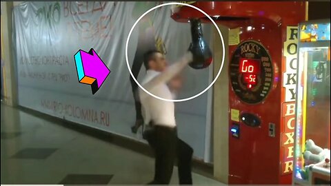 A man broke a punching bag with one blow