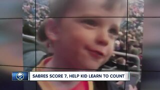 Sabres score 7, help kid learn how to count