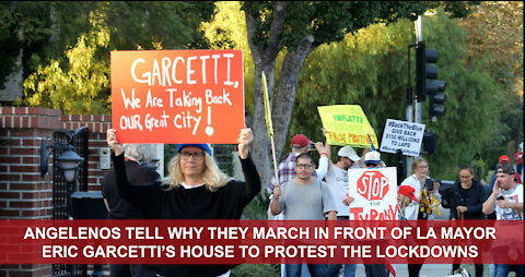 Angelenos Speak Out Against Lockdown at LA Mayor Eric Garcetti's House