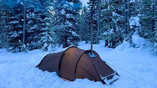 Hot Tent Camping In Heavy Snowfall