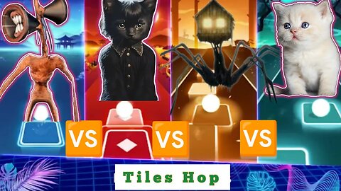 SIREN HEAD VS CAT BLOODY MARY VS SPIDER HOUSE HEAD VS CAT WAKA WAKA | Tiles Hop