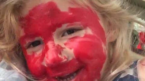 Little Girl Gets Covered In Lipstick At Grandma's