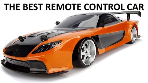 Jada Toys Fast & Furious Han’s Mazda RX-7 Drift RC Car, RC Orange & Black, USB Charging Car