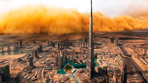Terrible sandstorm hid the sun and swallowed the city of Dubai,