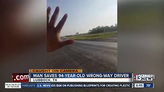 Man stops elderly woman driving wrong way