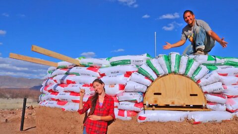 Beautiful Roman Arch Made From Earthbags and DIY Scaffolding Built Right Into Our Walls