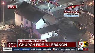 Aerial look: Firefighters battle bitter cold in Lebanon church fire