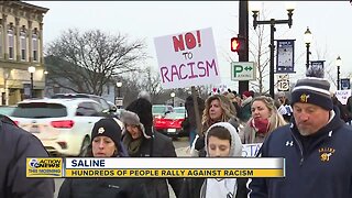 Hundreds of people rally against racism in Saline