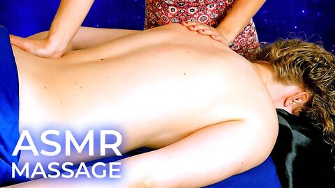 ASMR 💕 Corrina gets a Professional Back Massage from Chandler 😴 Soft Spoken, Ultra Relaxing