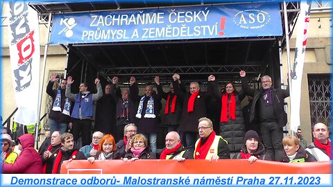 Demonstrace odborů -Malostranské náměstí Praha 27.11.2023