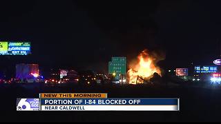 WB I-84 remains closed after truck crashes, catches fire