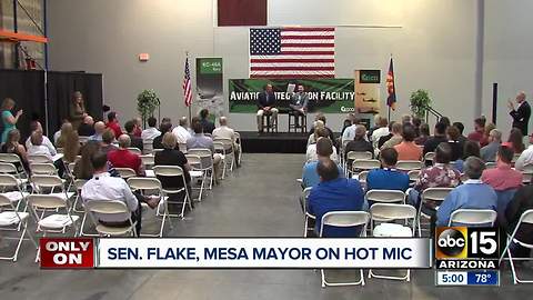 Senator Jeff Flake and Mesa's Mayor are caught speaking on a hot mic