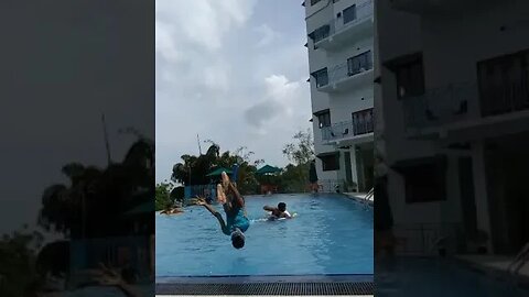 Pool jump with a batton.😁