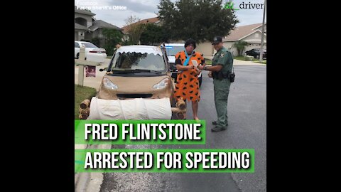 Fred Flintstone Arrested for Speeding