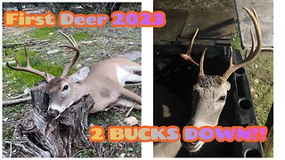 FIRST DEER OF 2023 SEASON/2 WHITETAIL BUCKS DOWN/FISRT SELF FILMED DEER HUNT #hunting