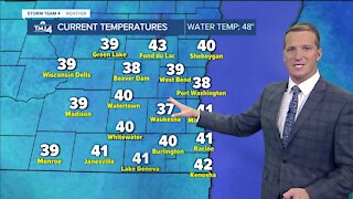 Slightly breezy, temperatures warm up to 40's