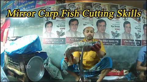 Mirror Carp Fish Cutting Skills In Fish Cutting Market-Mirror Carp Fish-Fish Wall BD