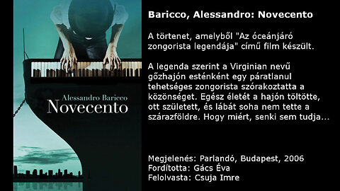 Baricco, Alessandro: Novecento. Parlandó, Budapest, 2006