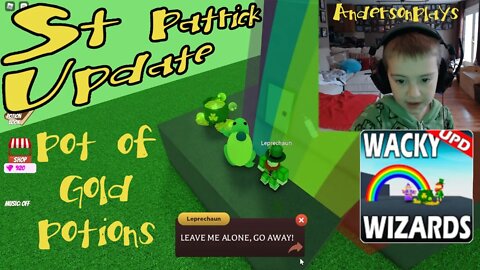 AndersonPlays Roblox Wacky Wizards 🍀ST PATRICK Update - How to Get Pot of Gold Ingredient Potions