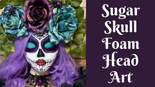 Halloween Crafts: Sugar Skull Styrofoam Head Art