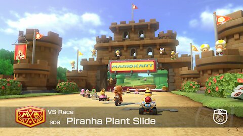 Mario Kart 8 Deluxe - 50cc (Hard CPU) - (3DS) Piranha Plant Slide