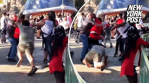 Wild Disneyland brawl erupts with kids, strollers caught in the middle