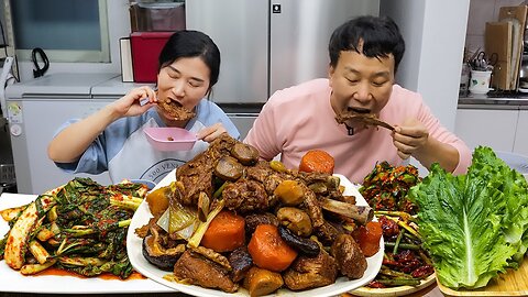 Korean Home Meal | Braised Pork Ribs & Baechu Geotjeori (Fresh Kimchi) ASMR MUKBANG EATING SHOW