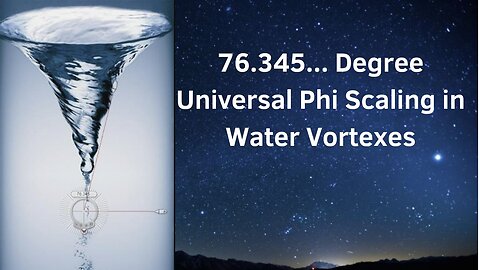 76.345... Degree Universal Phi Scaling in Water Vortexes