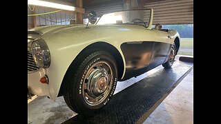 Austin Healey Chrome Powder Coated Steel Wheels Get Some New White Letter Tyres/Tires. Looks GOOD!