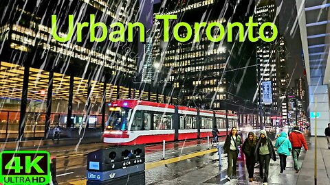 【4K】Urban Nightlife Toronto Canada rainy walk