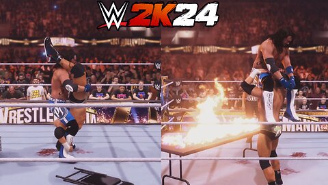 WWE 2K24: AJ Styles VS LA Knight - Last Man Standing Match