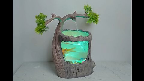 Waterfall Lamp with Mini Aquarium