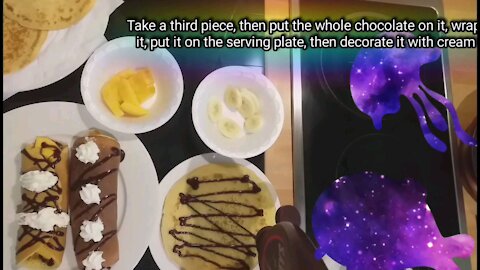 How to prepare crepe _ pancakes _ cream and chocolate