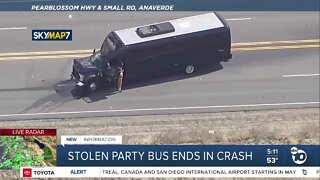 Party bus reportedly stolen in San Diego; driver arrested after leading chase in Los Angeles County area