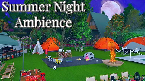 Summer / spring Night Ambience 🌿🌞 Campfire by the River at Night ASMR 🏝️ Camping bonfire 2023