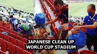 Japanese clean up World Cup Stadium