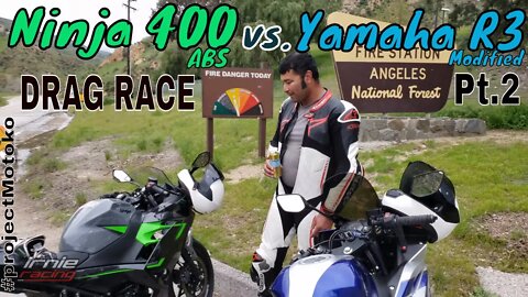 Ninja 400 vs. Yamaha R3 DRAG RACE Pt.2 Comparison Review | #projectMotoko